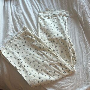 Cream floral Zara marine straight jeans